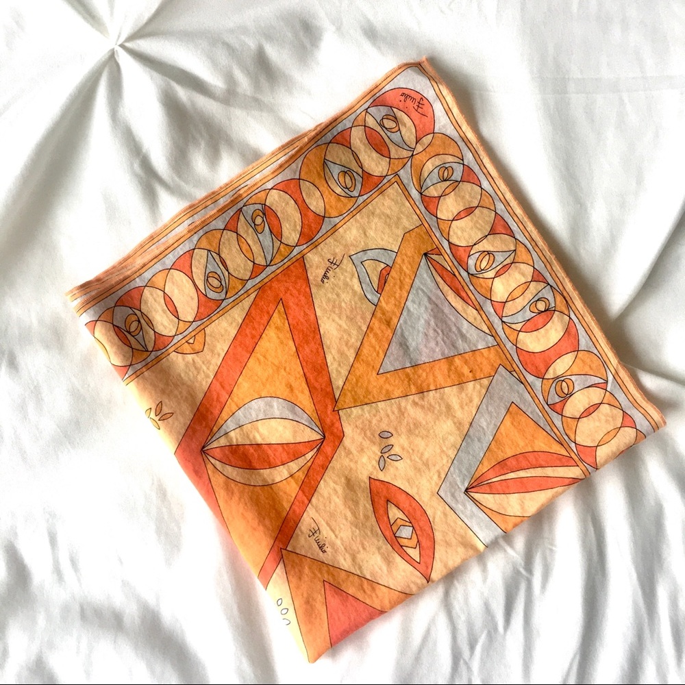 Authentic Emilio Pucci Orange Square Scarf